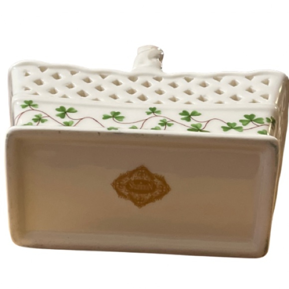 Godinger, ShannoN Porcelain Basket Shamrock Design, 5” NIB - Picture 9 of 11